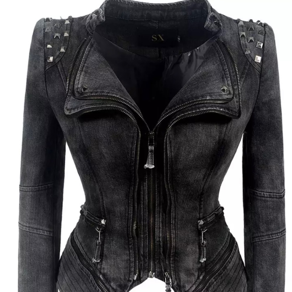 Tuxedo Motorcyle Stud Denim Jacket
